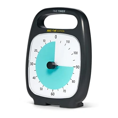 Immagine di Time Timer Plus 120 Minutes Visual Crea orologio con conto alla rovescia Edition (carbone) e blocco note per produttività concentrazione