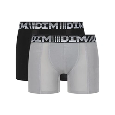 Immagine di DIM Boxer Long 3D Flex Air Traspirabile Uomo x2, Nero/Grigio Perla, L