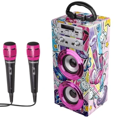 Immagine di Trendix Karaoke Per Bambini Party Edition Microfono Con Cassa Bluetooth, Radio Fm, Usb 2 Microfoni Bambina Rosa