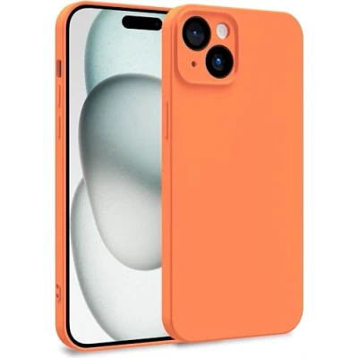 Immagine di MyGadget Cover per iPhone 15 Plus Custodia in Silicone Morbido a Doppio Strato Case con Protezione Fotocamera &amp; Fodera Interna Antigraffio Arancio