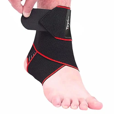 Immagine di Teylam Fascia per caviglia regolabile, cavigliera flessibile, ultra sottile, corsa, calcio, destra e sinistra (rosso, 1 pezzo)