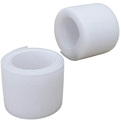 Immagine di Aerzetix C65997 Nastro/rotolo di scratch 50mm 1 metro auto aggrappante organizer/fermacavo striscia aggancio sacchetto indumento cinghia colore: bianco in poliammide e poliestere