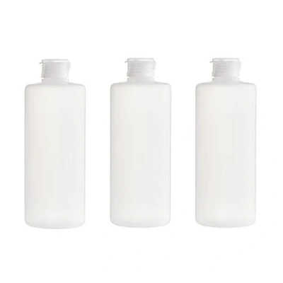 Immagine di Upstore 3 flaconi vuoti da 400ml in plastica trasparente riutilizzabili con tappo a scatto viaggio trucco cosmetici articoli toeletta contenitori per shampoo bagnoschiuma toner lozione