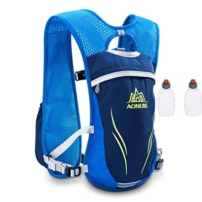 Immagine di AONIJIE Unisex 5.5L corsa a idratazione Vest zaino Hydration Pack (Blu+2pcs 250ml Bottiglie)