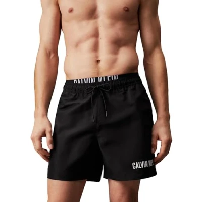 Immagine di Calvin Klein Medium Double Wb Km0Km00992, Pantaloncini Doppio Elastico in Vita, Uomo, Nero (Pvh Black), S