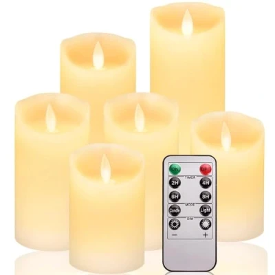 Immagine di HEPAZ Candele a LED,Candele LED,Set di 6 senza fiamma,Candele Flickering Flameless,LED tea lights Tremolante con Telecomando e Funzione Timer per Compleanno/Festa/Matrimonio/Hotel