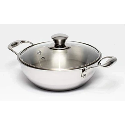 Immagine di Zinel Wok a tre strati con coperchio in vetro, 4,3 l, 26 cm, acciaio inox 5036