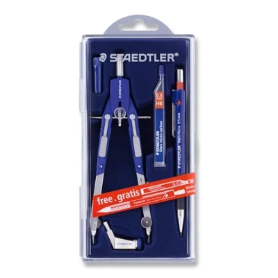 Immagine di Staedtler Mars 552 01 PR1 Promo Set con Compasso a regolazione rapida, Portamina Scatto e Mina per Portamine