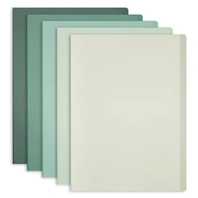 Immagine di 5 cartelle in plastica, formato A4, per presentazioni e progetti con maniche trasparenti, articoli di cancelleria scuola, ufficio (5 colori, 40 tasche)