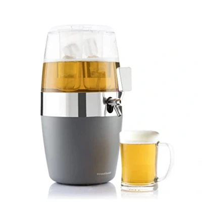 Immagine di InnovaGoods Dispenser Refrigerante di Bevande 4L, Ideale per Feste ed Eventi, Con 2 Contenitori Ghiaccio Estraibili, Rubinetto Antigoccia, Trasparente, ABS