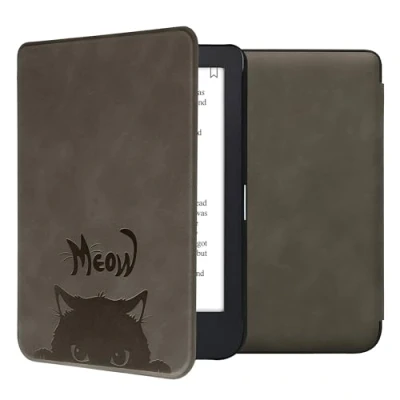 Immagine di kwmobile Custodia eReader Compatibile con Kobo Clara 2E Cover eBook Reader Flip Case Magnetica Pelle PU Gatto Nero
