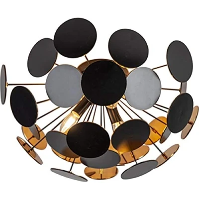 Immagine di Trio Lampada da Soffitto Discalgo 609900332, metallo nero opaco, lastre di plastica nero/color oro, escl. 3x E14, 54 x 30 cm, opaco/color oro