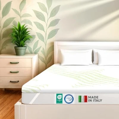 Immagine di DOLCI SOGNI Topper 100% Memory Foam 160x190 cm, OEKO TEX® e CertiPUR™ Matrimoniale 160 x 190 Spessore 5 Fodera in Aloe Vera Sfoderabile, Letto Made Italy