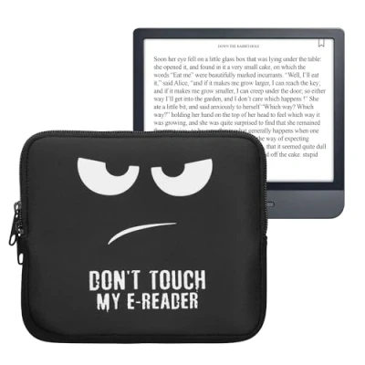 Immagine di kwmobile Custodia Universale per eReader Copertina in Neoprene Bianco/Nero con Chiusura a Zip Misura Astuccio portatablet