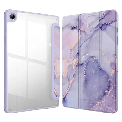 Immagine di FINTIE Custodia per Samsung Galaxy Tab A9+ 11 Pollici 2023, Antiurto Sottile Case Posteriore Trasparente Cover con Auto Sveglia/Sonno A9 Plus (SM X210/X216/X218), Lilla Marble
