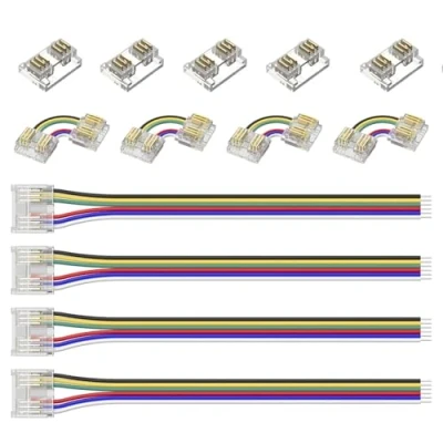Immagine di YUTOKEER Fcob connettore striscia LED 6 pin 12 mm per nastri RGB CCT Trasparente, senza saldatura