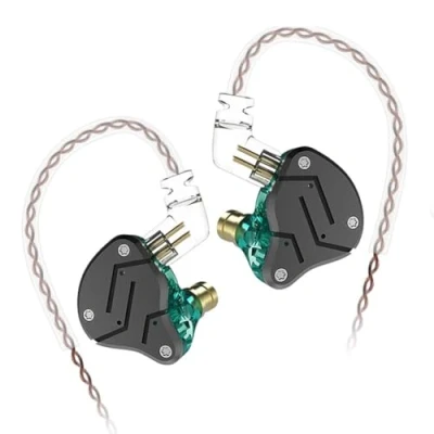 Immagine di KINBOOFI KZ ZSN Auricolari con monitor per cuffie 1BA e 1DD, ad alta fedeltà cavo a 2 pin da 0,75 mm, 1 cuffia dinamica driver armatura bilanciata (senza microfono, ciano)