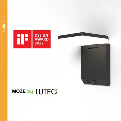 Immagine di Lutec Lampada solare da parete per esterno con rilevatore di movimento Solar LED Aussenl. m. BWM MOZE 6943101012 (monocolore) 8 W Bianco neutro Nero