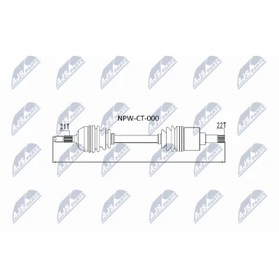 Immagine di NTY NPW CT 000 Albero motore / Semiasse Assale anteriore Sx, 622 CITROËN: Saxo Hatchback, AX, PEUGEOT: 106 I Hatchback