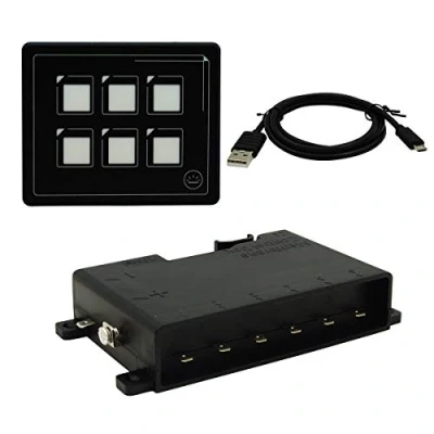 Immagine di Gloaso Impermeabile 12 V 30 DC 6 pin Film Button Touch Screen LED Pannello interruttore PPTC integrato con cavo USB e scatola di controllo a membrana per barca, camion, roulotte, camper yacht