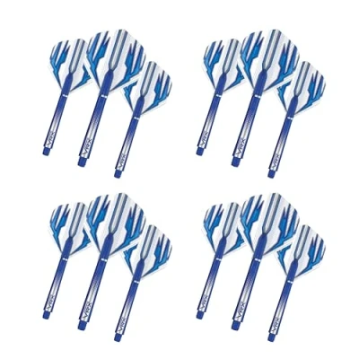 Immagine di RED DRAGON Dart Flight &amp; Stems Combo Blu 4 Set di Voli Standard e Medio VRX per Confezione