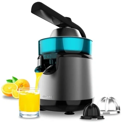 Immagine di Cecotec Spremiagrumi Elettrico a Braccio Essentialvita Hyden 120 Hybrid. 120W, per Arance e Agrumi, 2 Coni in Plastica Staccabili di Diverse Dimensioni, Manico Coperchio Plastica, Capacità 250ml
