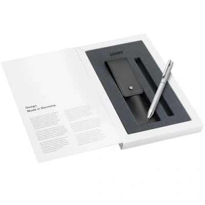 Immagine di Lamy Logo Twin, penna multifunzione con custodia in pelle, set portamine e a sfera uno, mina M 21, colore nero fine 41 (0,5 mm)