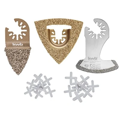 Immagine di kwb Tile Repair Set Multitool lama diamantata, 21 pezzi, incl. croci per piastrelle