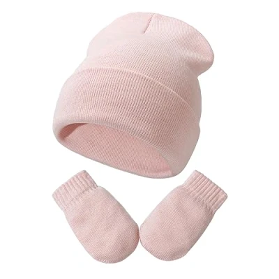 Immagine di DRESHOW Toddler Beanie Invernali Berretto e Guanti Set Neonati Caldo Cappello a Maglia Invernale con per 3 Mesi 24 Ragazze Ragazzi Bambini