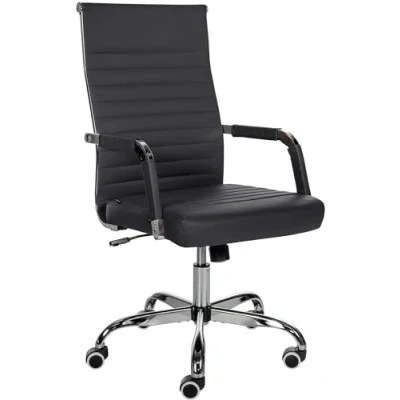 Immagine di CLP Sedia Ergonomica Per Ufficio Amadora I Regolabile In Altezza E Girevole A 360 Gradi Rivestimento Similpelle O Tessuto, Colore:nero, Materiale:Ecopelle