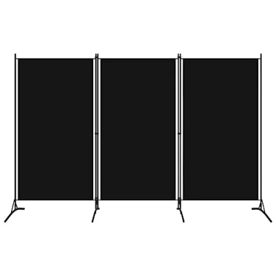 Immagine di vidaXL Paravento a 3 Pannelli Divisorio Separè Pannello Byobu Pieghevole Schermo Separatore Ambienti Interni Protezione Privacy Nero 260x180 cm