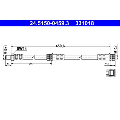 Immagine di ATE 24.5150 0459.3 Tubi Freno 459,6 M10x1 SMART: Forfour I