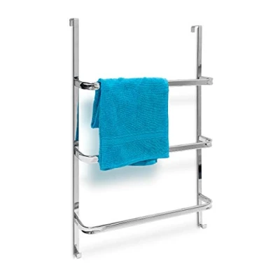 Immagine di Relaxdays Portasciugamani da Bagno, Scala per la Porta, 3 Barre, Acciaio Inossidabile, HxLxP: 85 x 54 11 cm, Argento, 11,5 cm