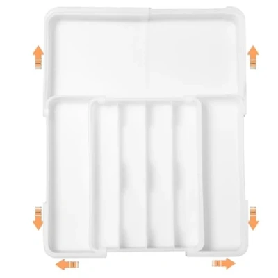 Immagine di ZHUIYIWIN Portaposate da Cassetto, per cassetti cucina, Porta Posate Espandibile Cassetto con 2 ceppi rimovibili coltelli,Porta Cucina Regolabile (Bianco X)