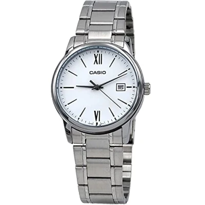 Immagine di Casio MTP V002D 7B3 Orologio analogico da uomo con data, quadrante bianco romano