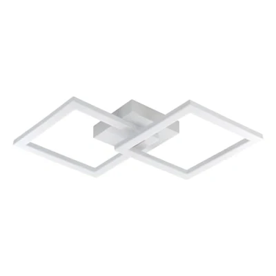 Immagine di Eglo lampada da soffitto a LED Huerta, geometrica, illuminazione in metallo e plastica, colore bianco, per ufficio cucina, bianco caldo, L 52,5 cm