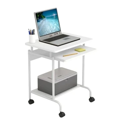 Immagine di Techly 105926 Scrivania Mobile Compact per Computer Ripiano Tastiera Scorrevole Bianco