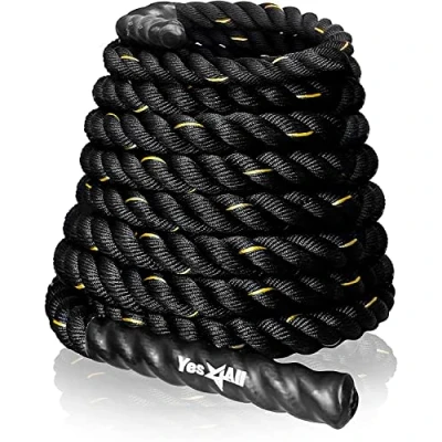 Immagine di Yes4AllAll EJ7F corda da combattimento, 38 mm 15 m allenamento, esercitazione mm/50 di diametro in Poly Dacron lunghezza 9m/12m/15m