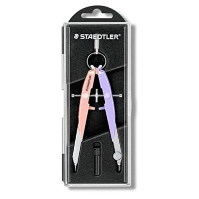 Immagine di Staedtler Mars Comfort Compasso Scuola Media Elementare e Superiore con Astuccio Tubetto Mine Inclusi, Ideale per Cancelleria Ufficio Cartoleria, Materiale Scolastico Cose la