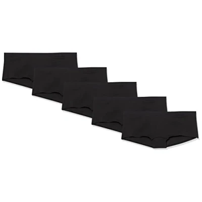 Immagine di Amazon Essentials Intimo Boyshort in Cotone (Taglie Forti Disponibili) Donna, Pacco da 5, Nero, XL Plus