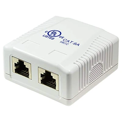 Immagine di odedo Presa di rete RJ 45, cat. 6A, 10 Gigabit, 500 MHz, completamente schermata, colore Bianco RAL9010, AWG 22 23 24 25 26 anche POE Power Over, Ethernet, LAN RAL 9010 Mount Box 2port