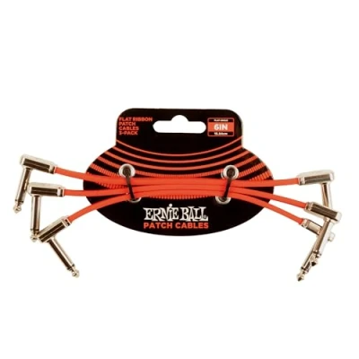 Immagine di Ernie Ball, Cavo Patch Piatto A Nastro, 15,24 Cm, Confezione Da 3, Colore Rosso