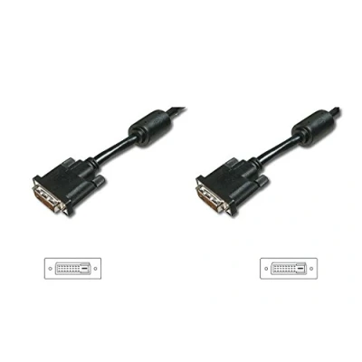 Immagine di Digitus DVI Cavo Spina D 24+1pol. , 2.00 m Nero AK 320101 020 S avvitabile, con nucleo in ferrite