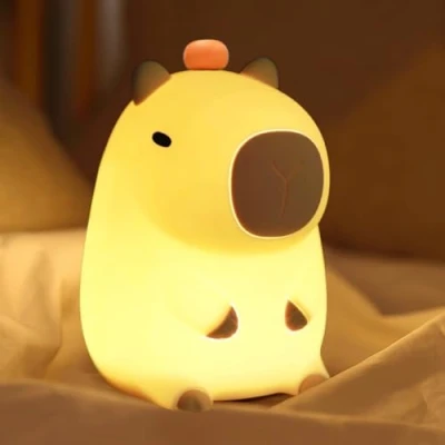 Immagine di LIAVOP Luce Notturna Bambini, Capibara Lampada Touch, USB Ricaricabile con Timer, Lucina Regolabile, Silicone Animale per Camera da Letto, Cameretta, Adulti