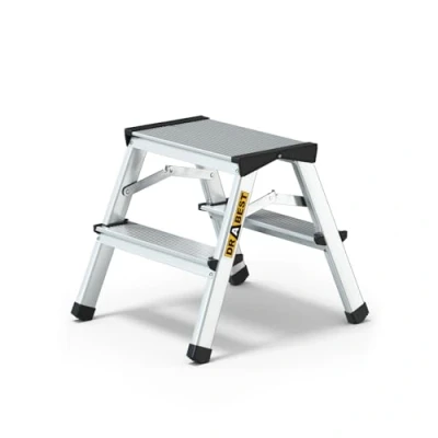 Immagine di Drabest Scaletta Domestica a 2 Gradini Doppia Faccia 125kg in Alluminio con Piedini Antiscivolo e Piattaforma per Scala da Lavoro Scale Multiuso 39x41x20cm
