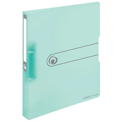 Immagine di Herlitz 11409042 Raccoglitore ad anelli, formato A4, 2 25 mm, in pellicola di PP trasparente color verde menta