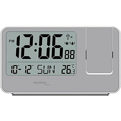Immagine di Technoline WT534 Sveglia per proiezione, orologio radio, proiezione di temperatura e ora, argento