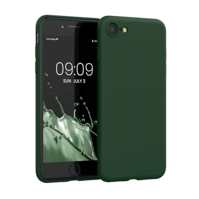 Immagine di kwmobile Custodia Compatibile con Apple iPhone SE (2022) / (2020) 8 7 Cover Back Case per Smartphone in Silicone TPU Protezione Gommata verde scuro