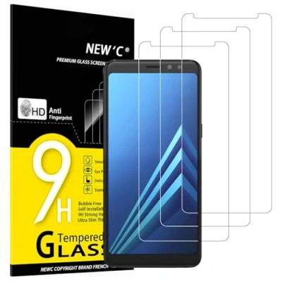 Immagine di NEW&#039;C 3 Pezzi, Vetro Temperato per Samsung Galaxy A8 (2018), Pellicola Prottetiva Anti Graffio, Impronte, Senza Bolle, Durezza 9H, 0,33mm Ultra Trasparente, Resistente