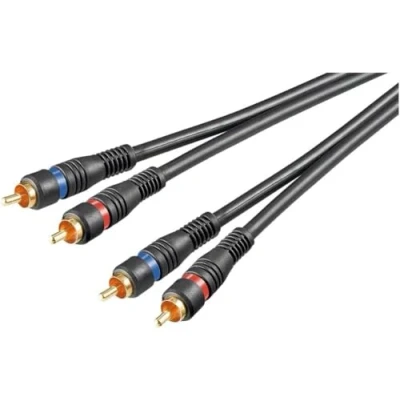 Immagine di Goobay 50433 Cavo di Collegamento Stereo 2 RCA, a Doppia Schermatura, Nero, 0.2m Lunghezza del